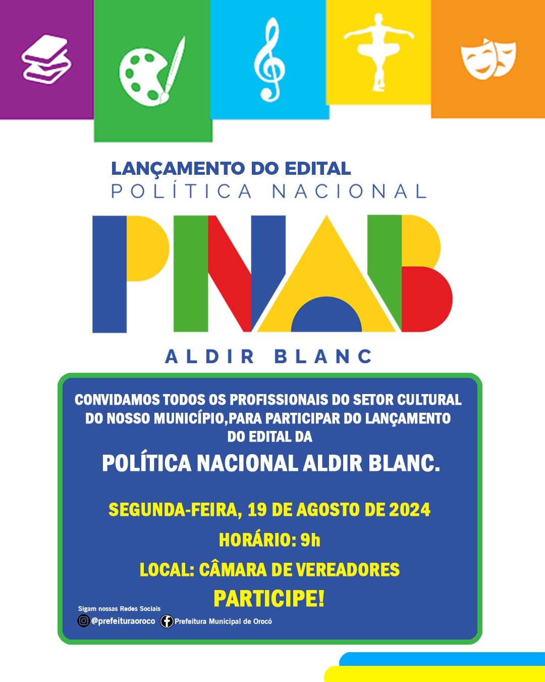 Leia mais sobre o artigo EDITAL DE CHAMAMENTO PÚBLICO Nº 01/2024 – Política Nacional PNAB Aldir Blanc